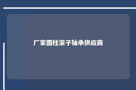 厂家圆柱滚子轴承供应商 